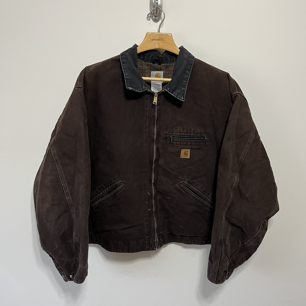 Vintage Carhartt Detroit Jacket J97 DKB Dark Brown Size 5XL Bkt Lined 2000s - Picture 1 of 5